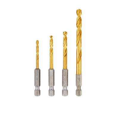 Milwaukee Shockwave 1/4 in. Titanium Red Helix Impact Drilling Set Hex Shank 4 pc