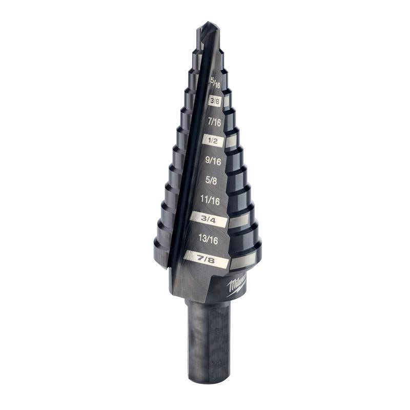 Milwaukee Jam-Free 3/16 - 7/8 in. X 6 in. L Metal Step Drill Bit 3-Flat Shank