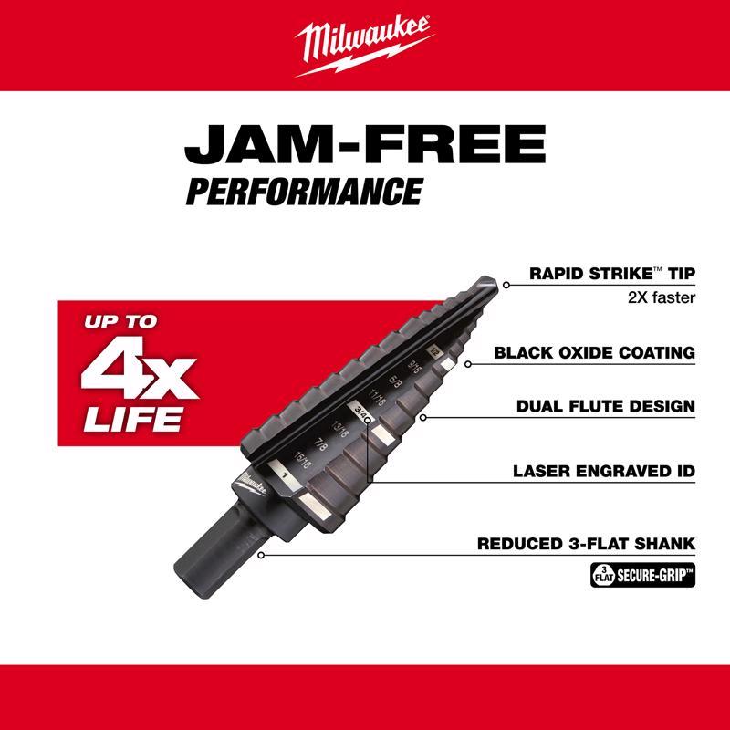 Milwaukee #8 X 6 in. L Step Drill Bit 3-Flat Shank