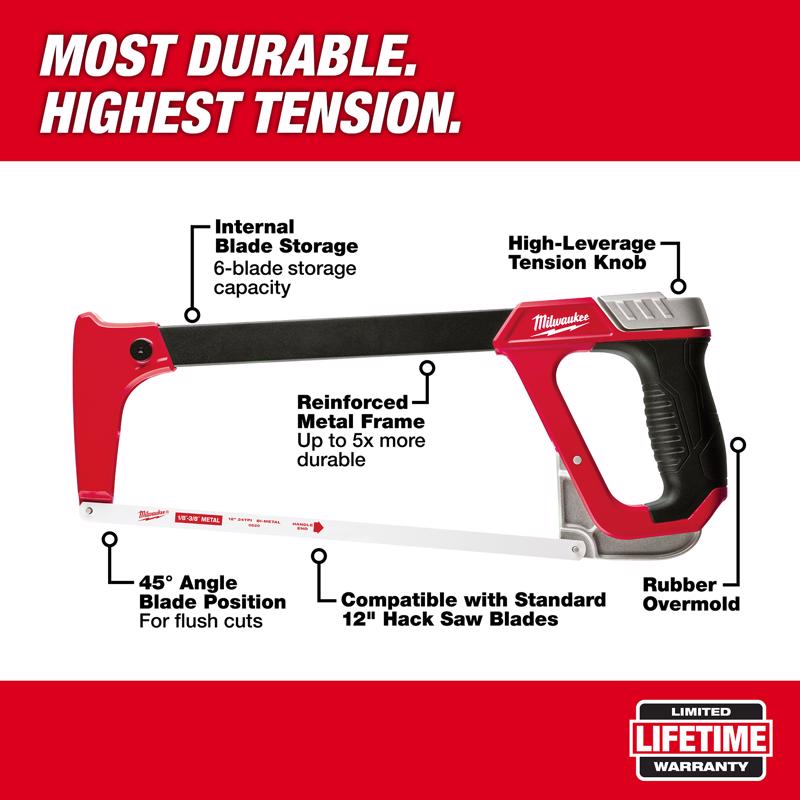 Milwaukee 12 in. Bi-Metal High Tension Hacksaw Red