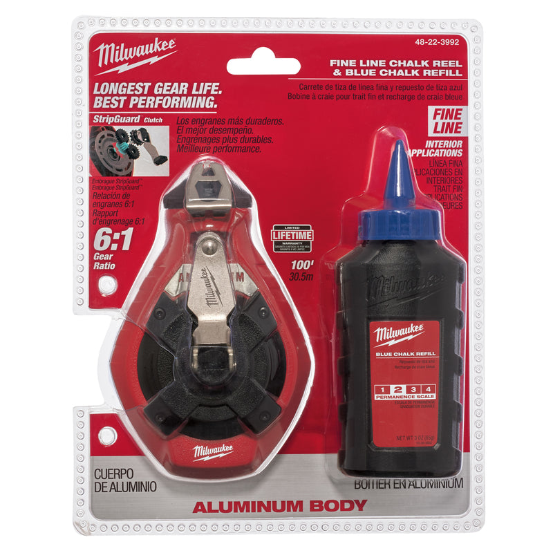 Milwaukee 3 oz Blue Chalk Line Reel Kit 100 ft. Fine Line