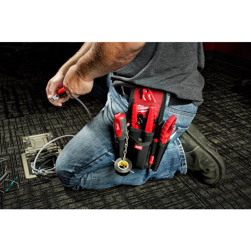 Milwaukee Ballistic Nylon Compact Utility Pouch 7 pocket Black/Red