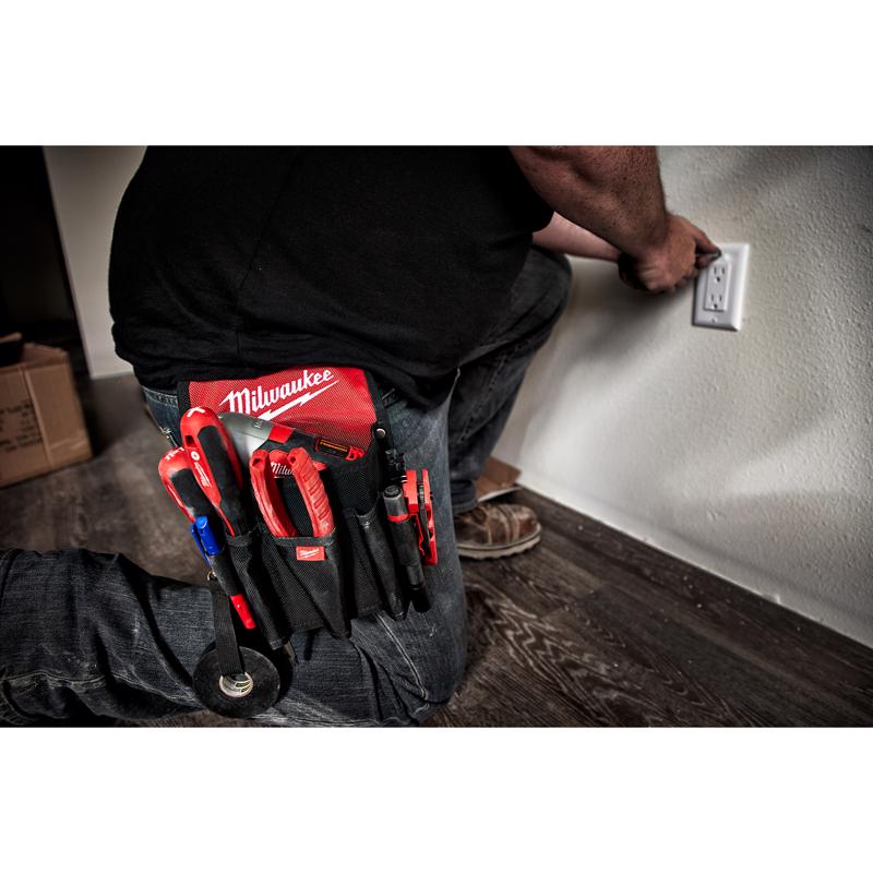 Milwaukee 6.7 in. W X 10.75 in. H Ballistic Nylon Utility Pouch 9 pocket Black/Red