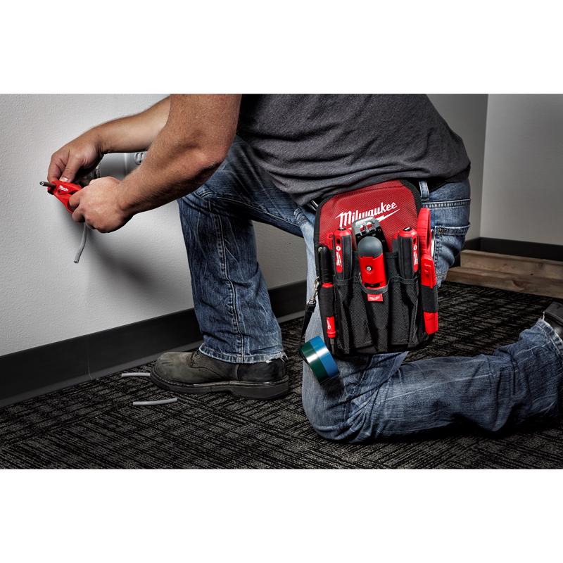 Milwaukee 6.7 in. W X 10.75 in. H Ballistic Nylon Utility Pouch 9 pocket Black/Red
