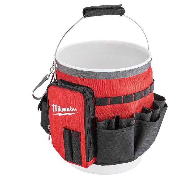 Milwaukee Ballistic Nylon Bucket Organizer 32 pocket Black/Red