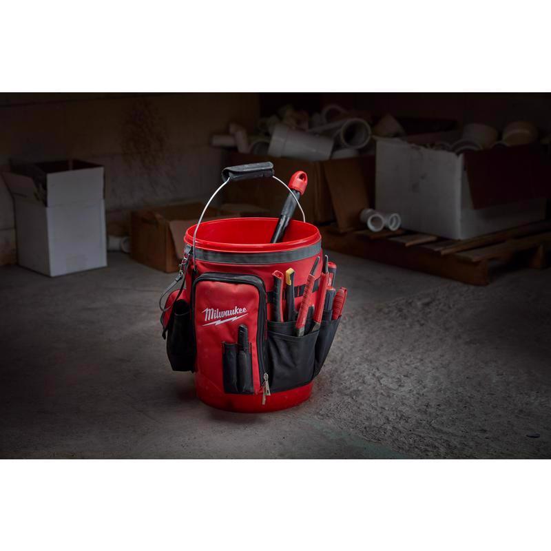Milwaukee Ballistic Nylon Bucket Organizer 32 pocket Black/Red