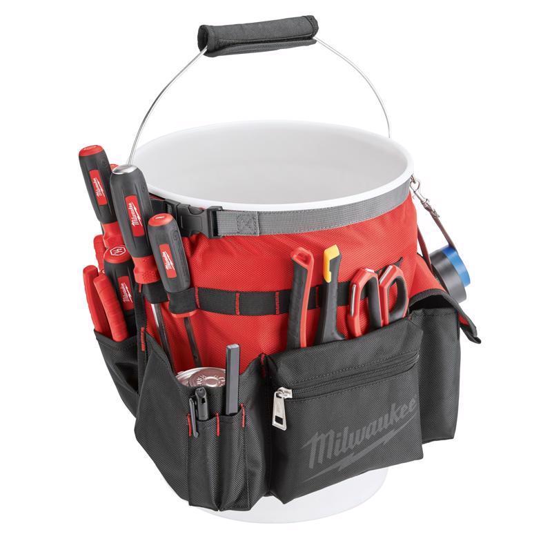 Milwaukee Ballistic Nylon Bucket Organizer 32 pocket Black/Red
