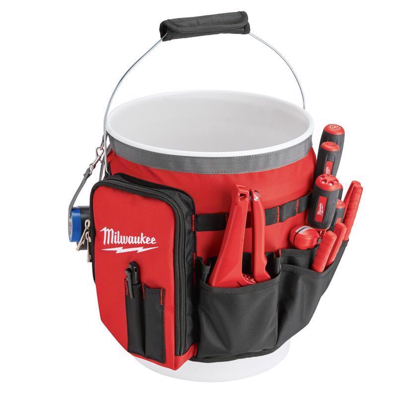 Milwaukee Ballistic Nylon Bucket Organizer 32 pocket Black/Red