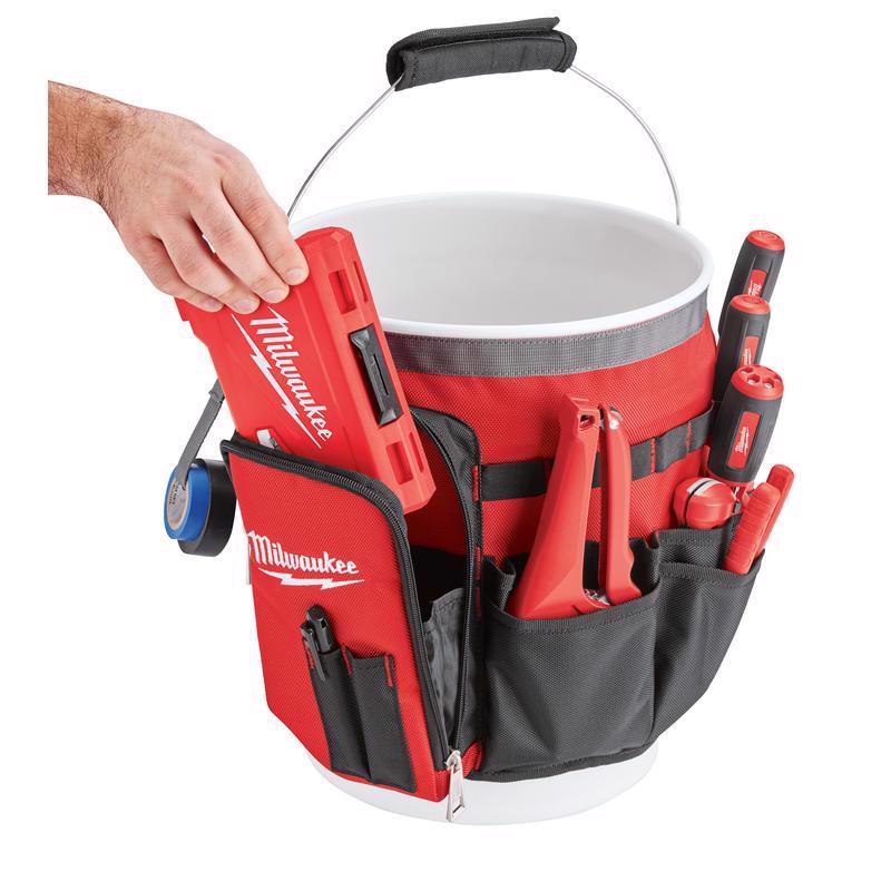 Milwaukee Ballistic Nylon Bucket Organizer 32 pocket Black/Red