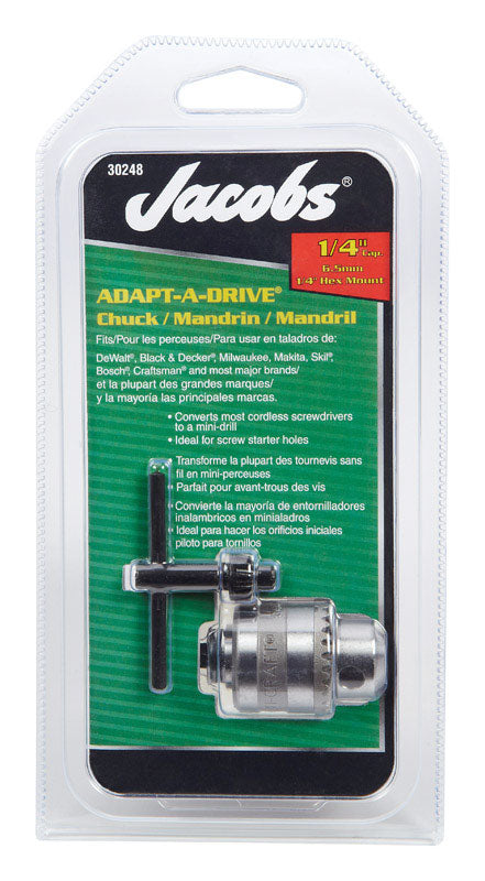 Jacobs 1/4 in. in. Chuck 1/4 in. 3-Flat Shank