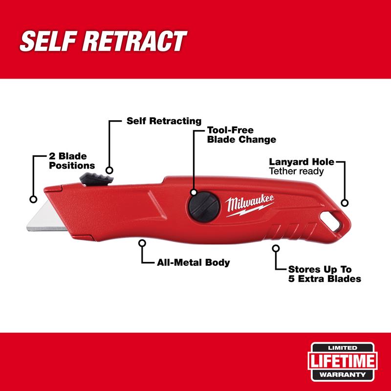 Milwaukee 5-3/4 in. Self-Retracting Safety Knife Red