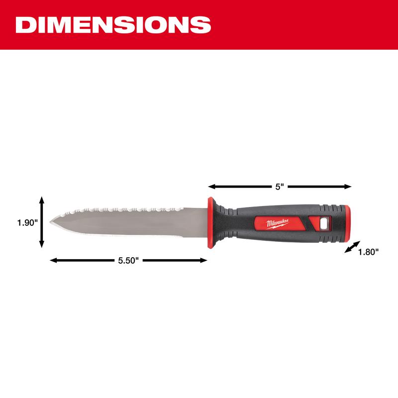 Milwaukee 11 in. Fixed Blade Serrated Duct Knife Red