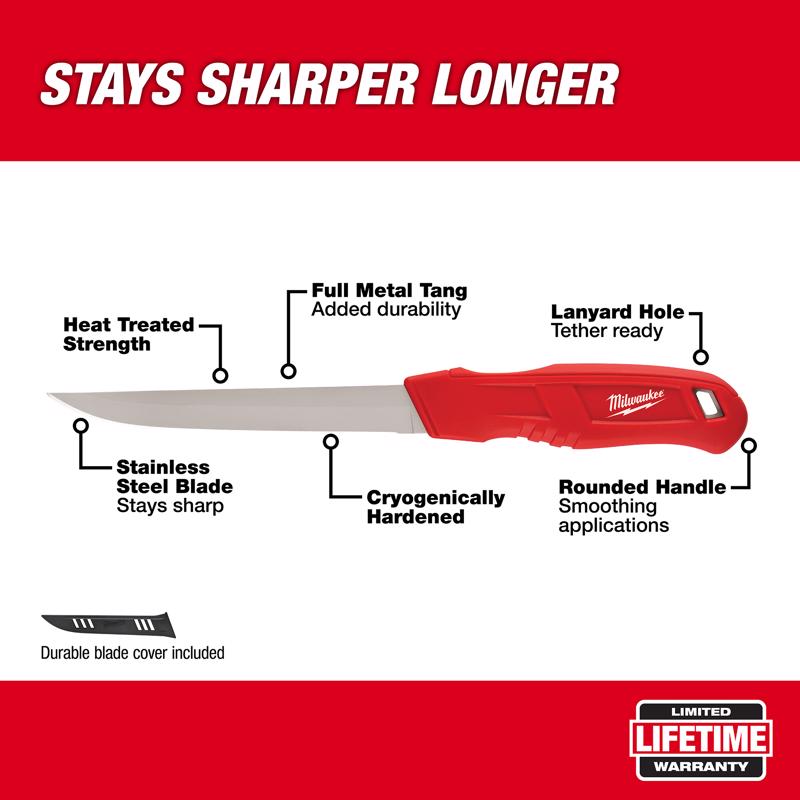 Milwaukee 12 in. Fixed Blade Smooth Insulation Knife Red