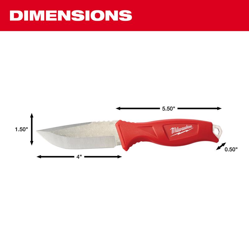 Milwaukee 9-1/2 in. Fixed Blade Knife Red