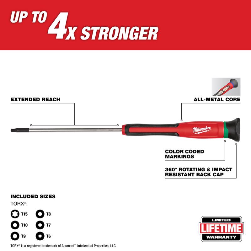 Milwaukee Torx Multi-Bit Precision Screwdriver 6 in. 6 pc