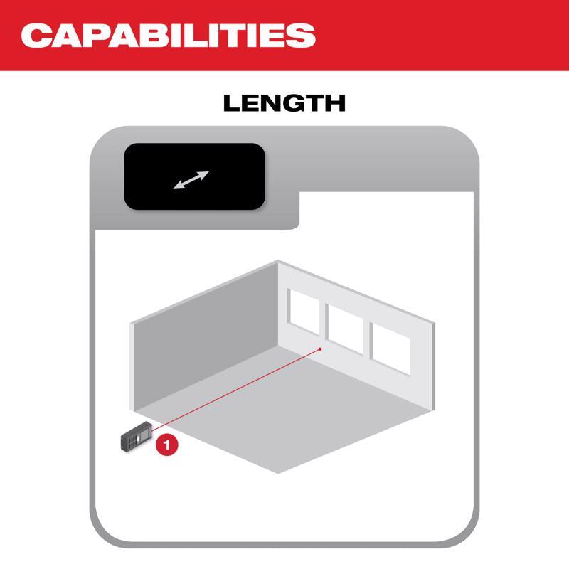 Milwaukee 4 in. L X 1-1/2 in. W Laser Distance Meter 65 ft. Black/Red
