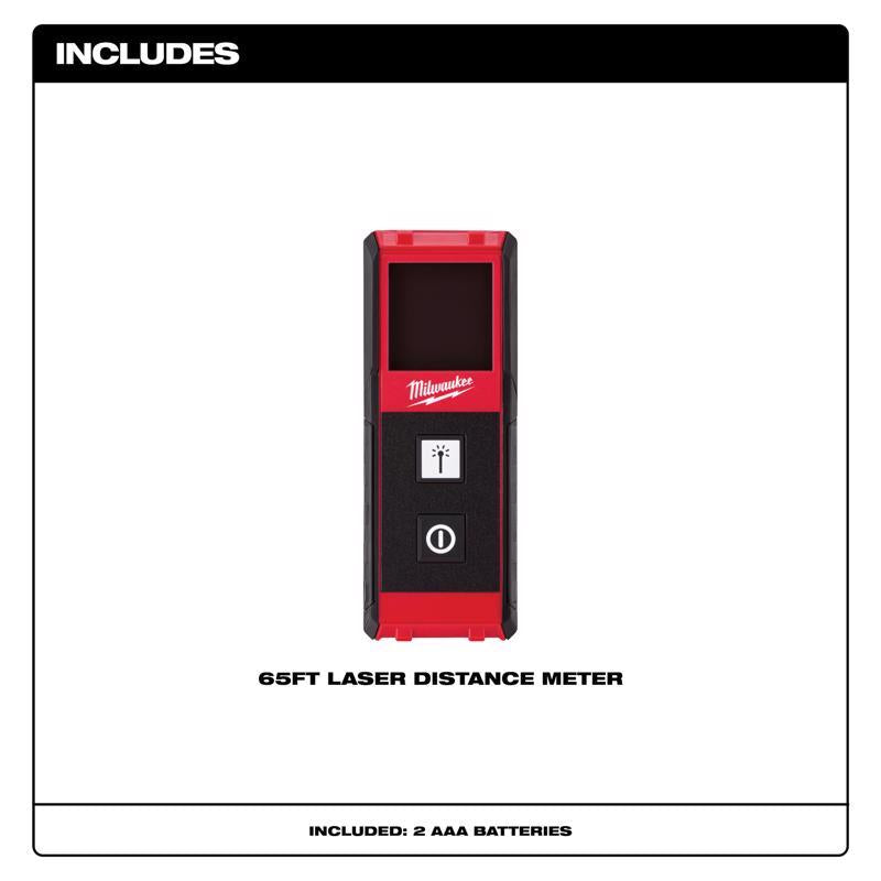 Milwaukee 4 in. L X 1-1/2 in. W Laser Distance Meter 65 ft. Black/Red