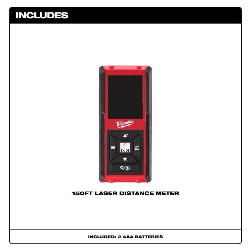 Milwaukee 4.2 in. L X 1.9 in. W Laser Distance Meter 150 ft. Black/Red
