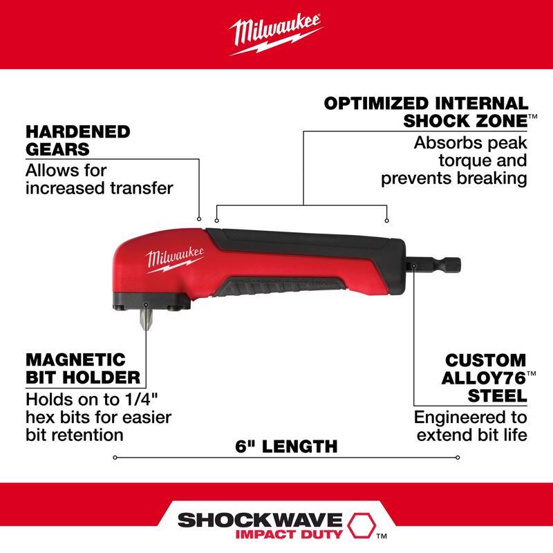Milwaukee Shockwave Right Angle Attachment 1/4 in. Hex Shank