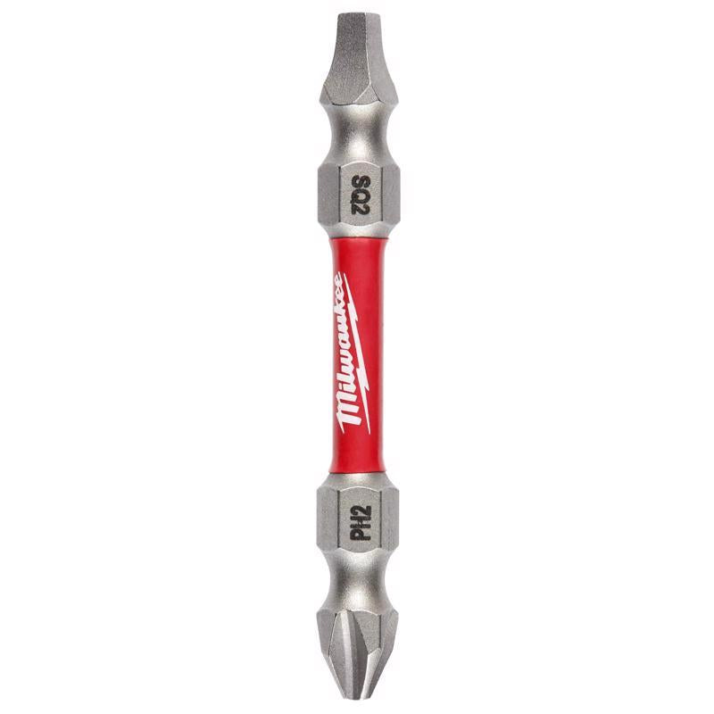 Milwaukee Shockwave Phillips/Square PH2/SQ2 X 2-3/8 in. L Impact Double-Ended Power Bit Steel