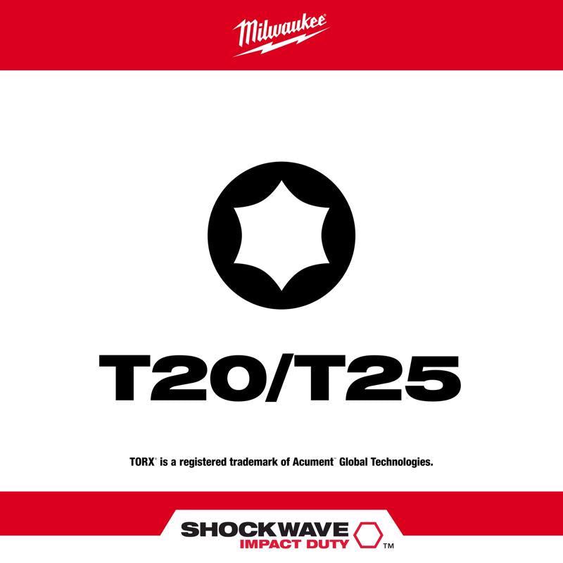 Milwaukee Shockwave Torx T20/T25 X 2-3/8 in. L Impact Double-Ended Power Bit Steel