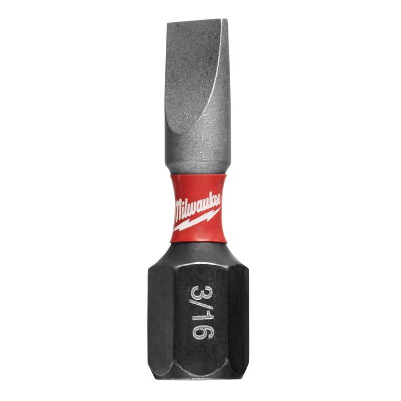 Milwaukee Shockwave Slotted 3/16 in. X 1 in. L Insert Bit Steel 2 pc