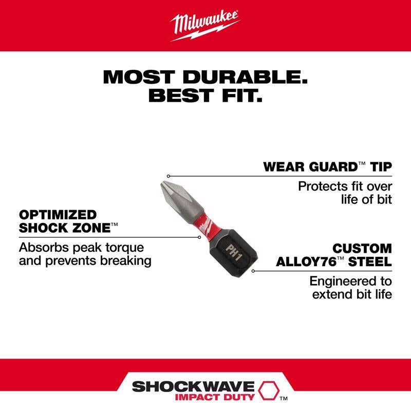 Milwaukee Shockwave Hex 1 in. L Impact Insert Bit Set Steel 8 pc