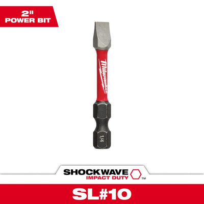 Milwaukee Shockwave Slotted 1/4 in. X 2 in. L Impact Power Bit Steel