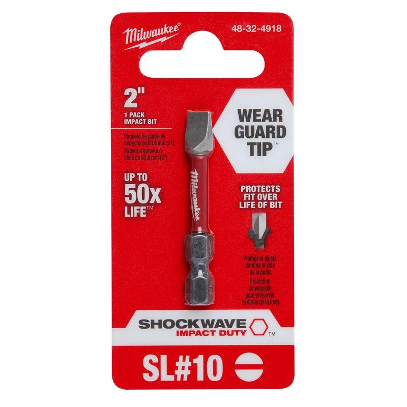 Milwaukee Shockwave Slotted 1/4 in. X 2 in. L Impact Power Bit Steel
