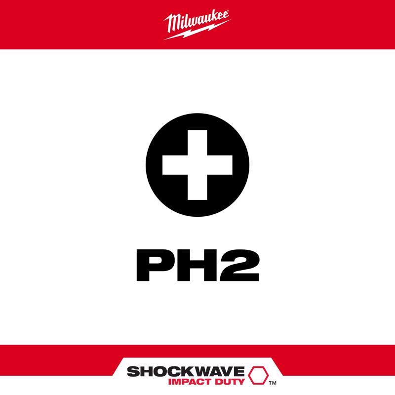 Milwaukee Shockwave Phillips #2 X 1 in. L Impact Insert Bit and Bit Holder Set Steel 26 pc