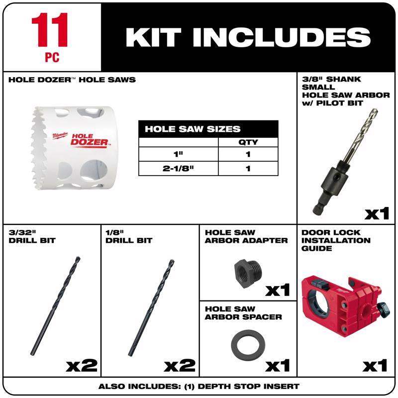 Milwaukee Hole Dozer Bi-Metal 4.8 in. L X 3/8 in. D Door Lock Installation Kit