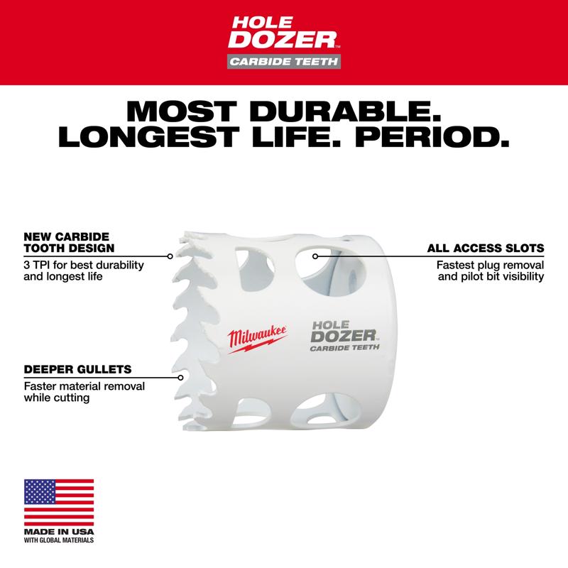 Milwaukee Hole Dozer 1-3/4 in. Carbide Tipped 1-7/8 in. L X 1/4 in. D Hole Saw