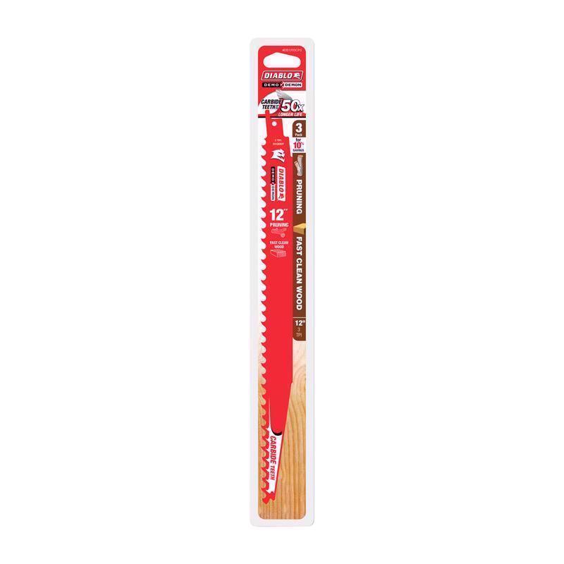 Diablo Demo Demon 12 in. Carbide Tipped Pruning & Clean Wood Reciprocating Saw Blade 3 TPI 3 pk