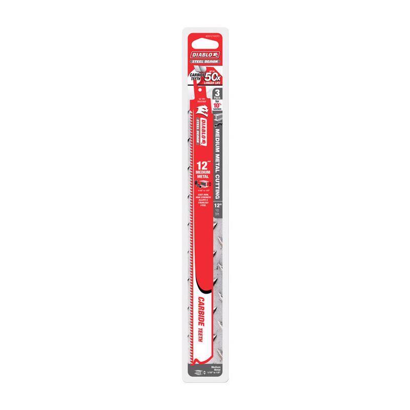 Diablo Steel Demon 12 in. Carbide Tipped Reciprocating Saw Blade 10 TPI 3 pk