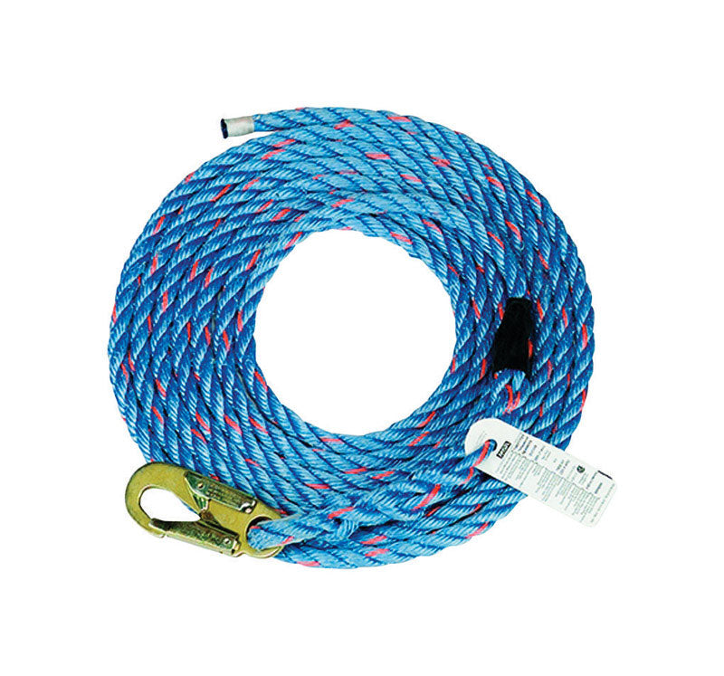 Safety Works Polyester/Steel Rope with Snap Hook 50 ft. L Blue