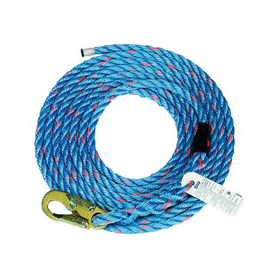 Safety Works Polyester/Steel Rope with Snap Hook 50 ft. L Blue
