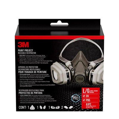 3M P95 Paint Project Half Face Respirator 6000-Series Valved Black L