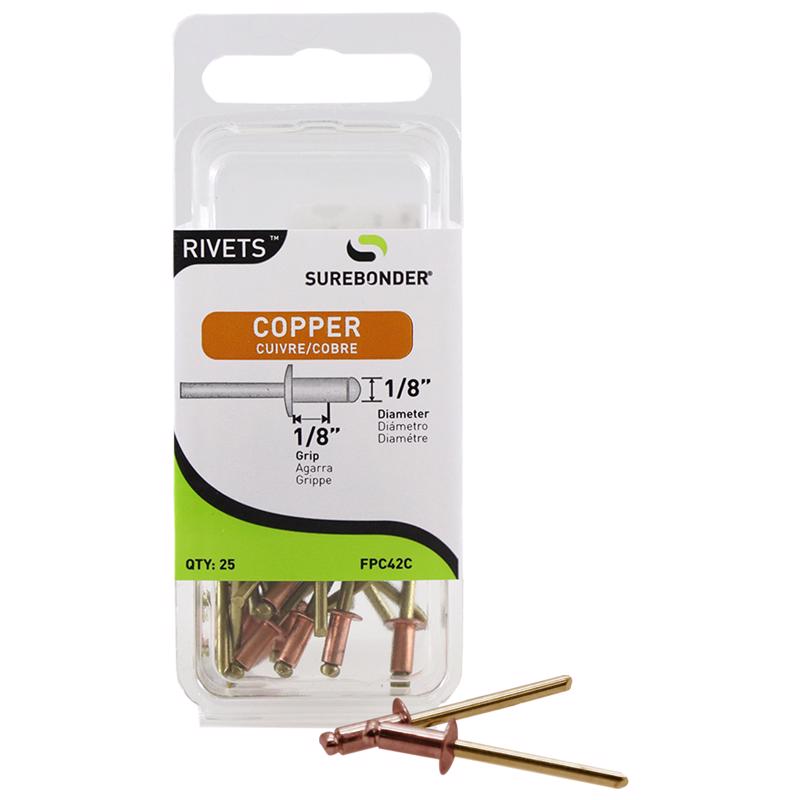 Surebonder Rivets 1/8 in. D X 1/8 in. Copper Short Rivets Yellow 25 pk