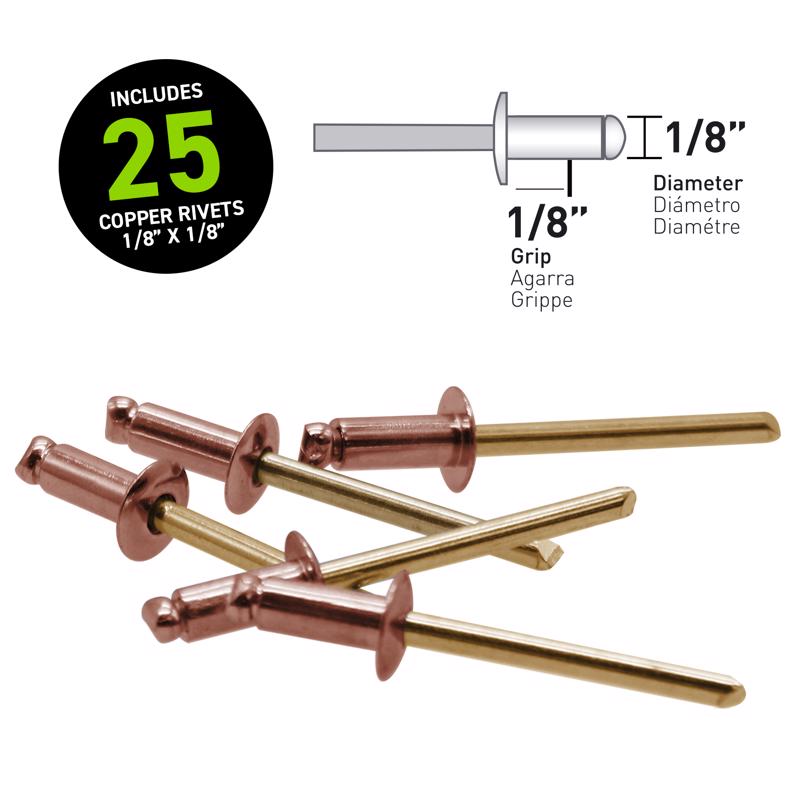 Surebonder Rivets 1/8 in. D X 1/8 in. Copper Short Rivets Yellow 25 pk