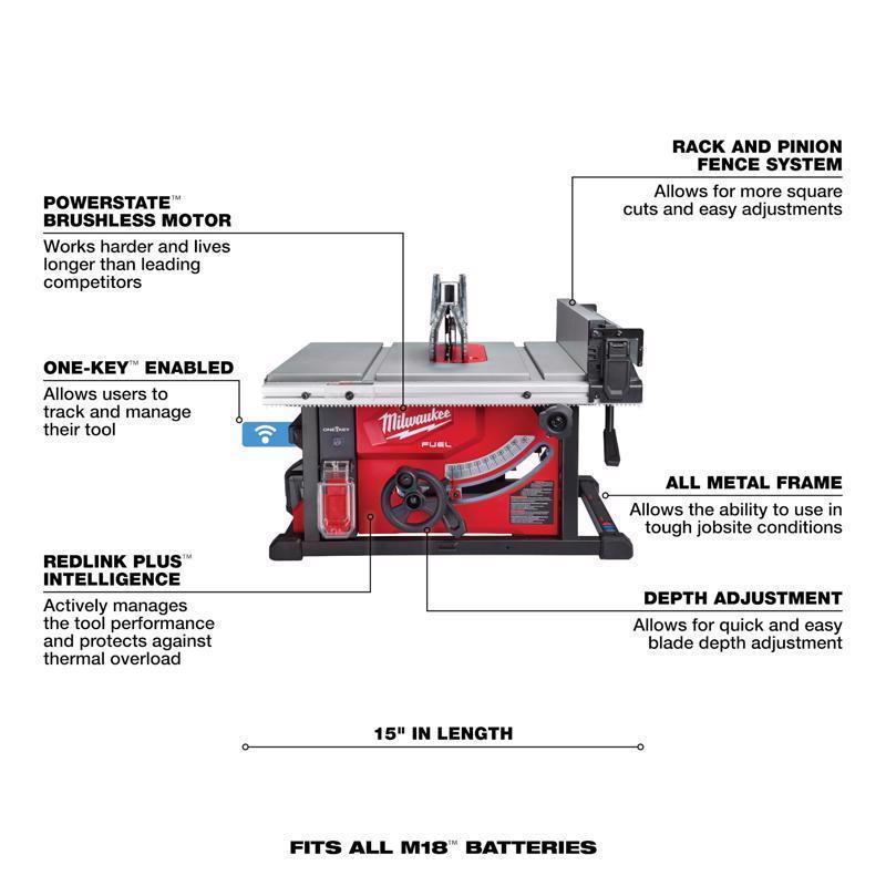Milwaukee M18 FUEL Cordless 8-1/4 in. Table Saw Kit (Battery & Charger)