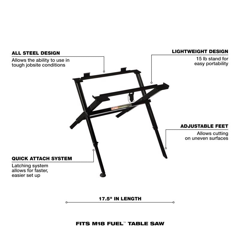 Milwaukee Steel 17.75 in. L X 20.5 in. H X 23 in. W Folding Table Saw Stand Black