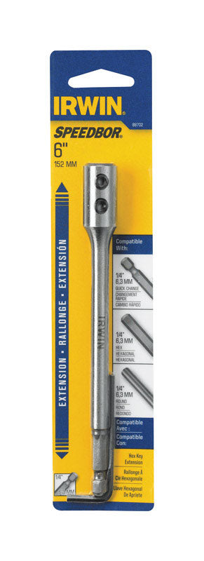Irwin Speedbor 6 in. Steel Wood Boring Bit Extension 1/4 in. Quick-Change Hex Shank