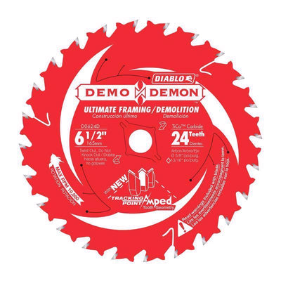 Diablo Demo Demon 6-1/2 in. D X 5/8 in. TiCo Hi-Density Carbide Framing Blade 24 teeth