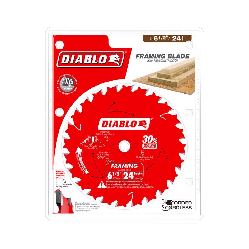 Diablo Demo Demon 6-1/2 in. D X 5/8 in. TiCo Hi-Density Carbide Framing Blade 24 teeth