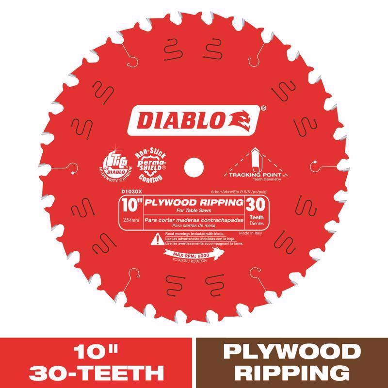 Diablo Tracking Point 10 in. D X 5/8 in. TiCo Hi-Density Carbide Ripping Saw Blade 30 teeth