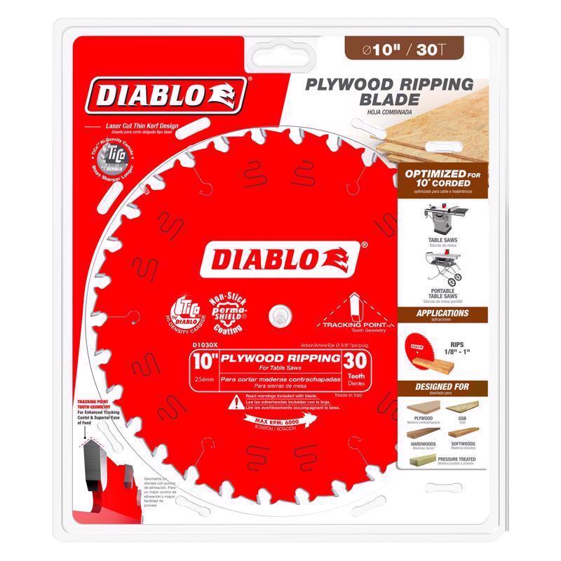Diablo Tracking Point 10 in. D X 5/8 in. TiCo Hi-Density Carbide Ripping Saw Blade 30 teeth