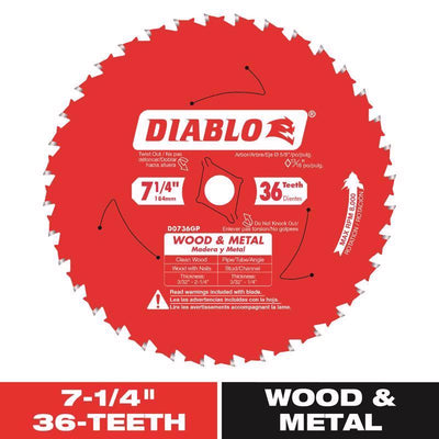 Diablo Wood & Metal 7-1/4 in. D X 5/8 in. TiCo Hi-Density Carbide Circular Saw Blade 36 teeth