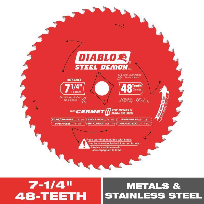 Diablo Steel Demon 7-1/4 in. D X 5/8 in. Cermet Metal Saw Blade 48 teeth