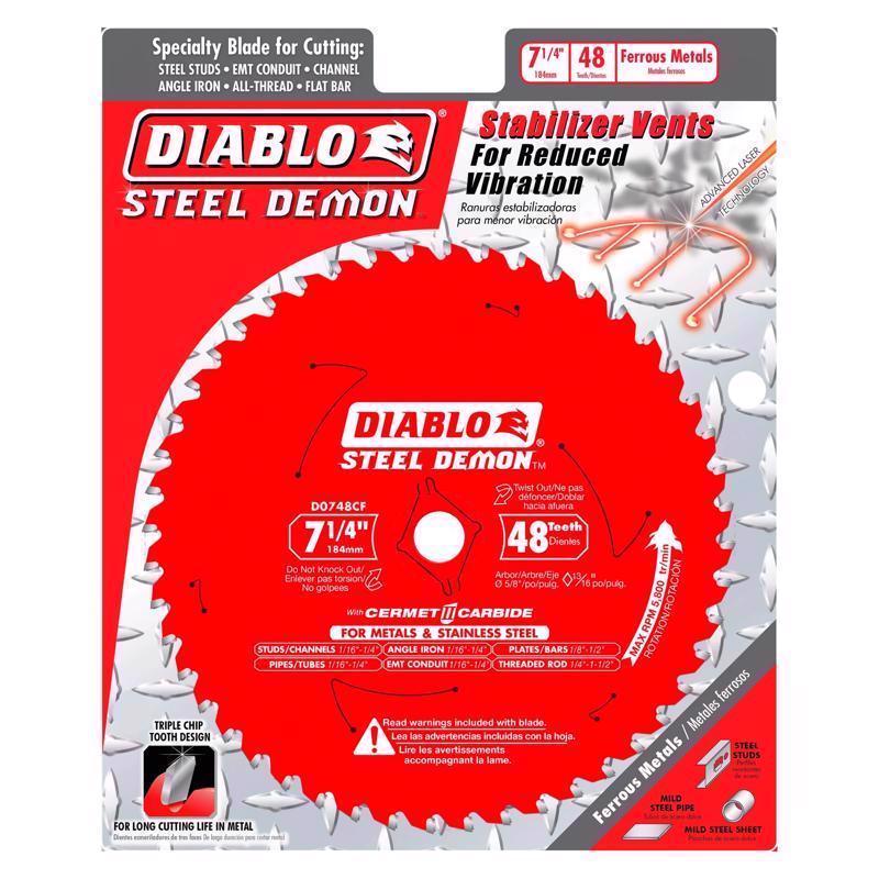 Diablo Steel Demon 7-1/4 in. D X 5/8 in. Cermet Metal Saw Blade 48 teeth