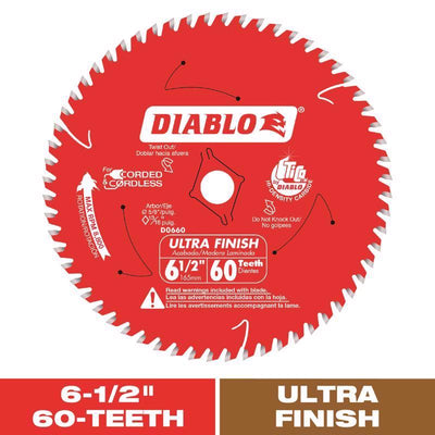 Diablo 6-1/2 in. D X 5/8 in. Ultra Finish TiCo Hi-Density Carbide Circular Saw Blade 60 teeth